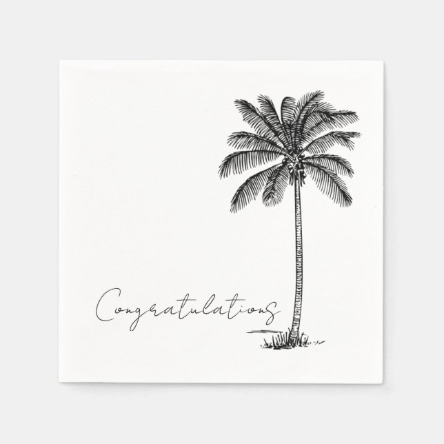 Palm Tree Tropical Beach Minimal Congratulations Napkin (Front)