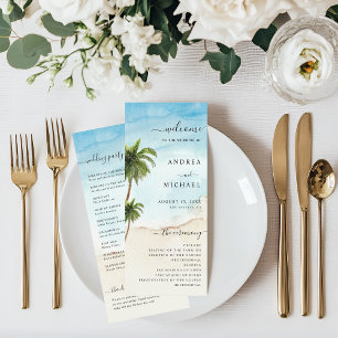 Palm Tree Tropical Beach Ocean Destination Wedding Programme