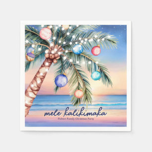Palm Tree Tropical Beach Sunset Christmas Napkin