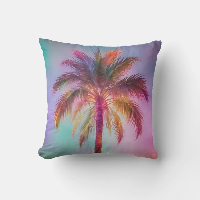 Palm Tree Tropical Colourful Cushion (Front)