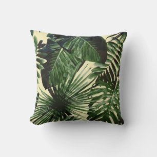 Palm Tree Tropical Cushion Yellow Pastel