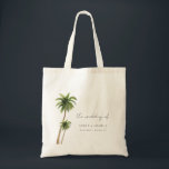 Palm Tree Tropical Destination Wedding Favour Tote Bag<br><div class="desc">Surprise your guests with these elegant tote bags,  featuring watercolor palm trees and editable details. Easily add your own details by clicking on the "personalise" option.</div>
