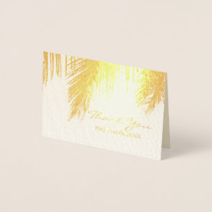 palm tree tropical destination Wedding Thank You Foil Card