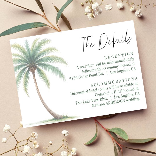 Palm Tree Tropical Island Watercolor Green Wedding Enclosure Card (Palm Tree Tropical Island Watercolor Green Wedding Enclosure Card
)