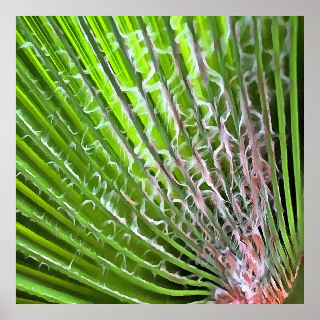 Palm Tree Tropical Leaf Artistic Painting Poster (Front)