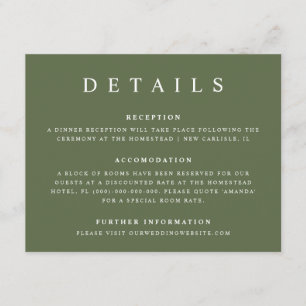 Palm Tree Tropical Minimal Beach Wedding Details Enclosure Card