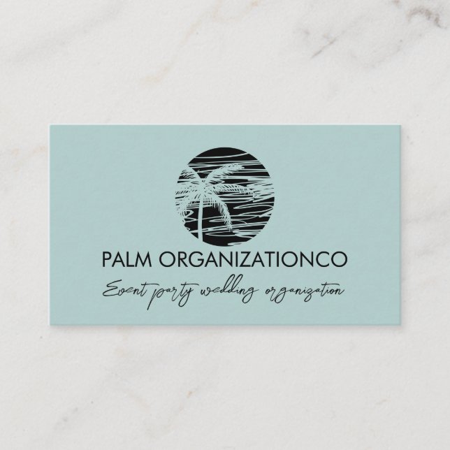 Palm Tree Tropical Minimal Logo Business Card (Front)