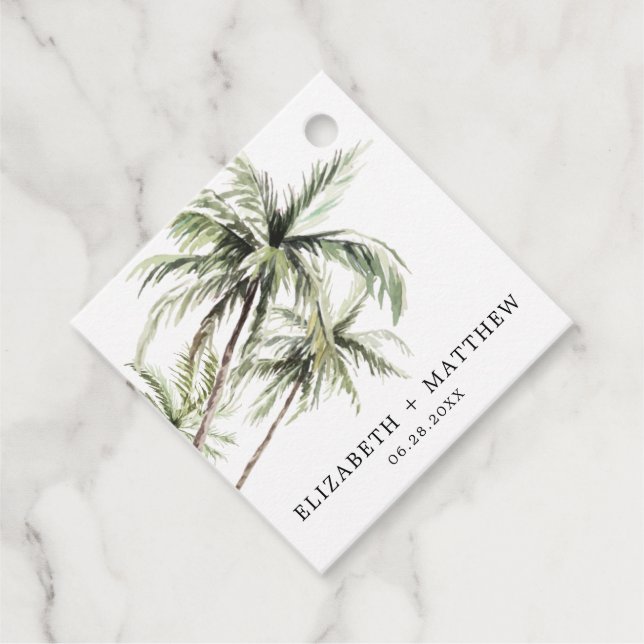 Palm Tree Tropical | Minimal Wedding Favour Tag (Front)