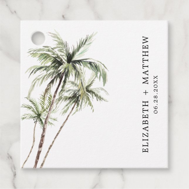 Palm Tree Tropical | Minimal Wedding Favour Tag (Front)