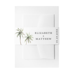 Palm Tree Tropical   Minimal Wedding Invitation Belly Band