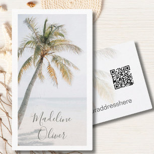 Palm Tree Tropical Modern QR Code Business Card