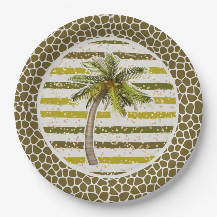 Palm Tree Tropical Paper Plate Zazzle.co.uk