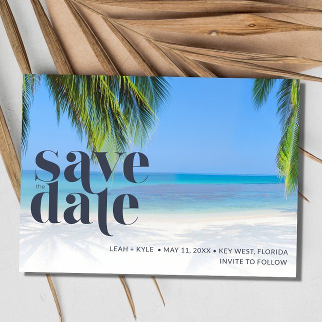 Palm Tree Tropical Photo Beach Wedding  Save The Date (Palm Tree Tropical Photo Beach Wedding Save The Date)