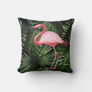 Palm Tree Tropical Pink Flamingo Cushion