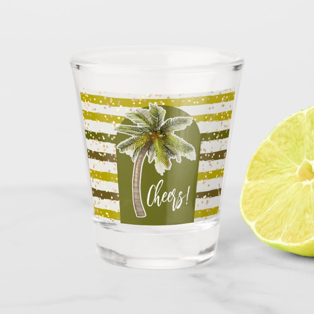 Palm Tree Tropical Shot Glass (Front)
