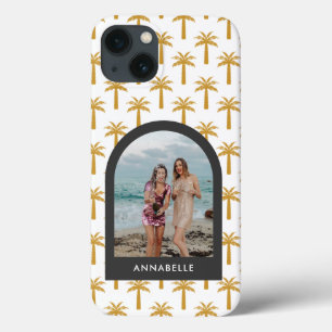 Palm tree tropical summer arch chic mustard photo iPhone 13 case