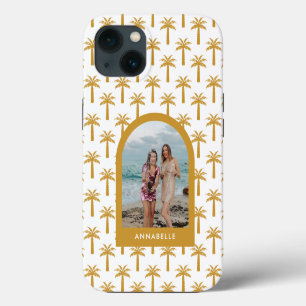 Palm tree tropical summer arch chic mustard photo iPhone 13 case