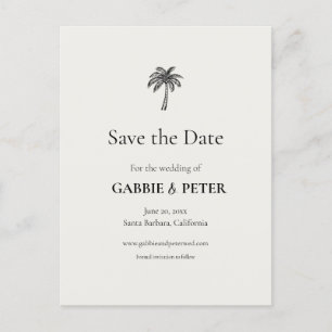 Palm Tree Typography Clean Elegant Save the Date Postcard