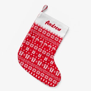 Palm Tree Ugly Sweater Style  Small Christmas Stocking