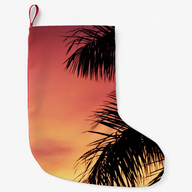 PALM TREE UNDER CLOUDY SKY DURING SUNSET SMALL CHRISTMAS STOCKING (Front)