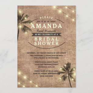 Palm Tree Vintage Beach Bridal Shower Invitations
