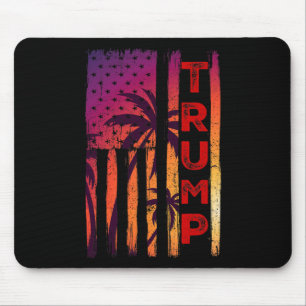 Palm Tree Vintage Distressed American Flag At Suns Mouse Mat
