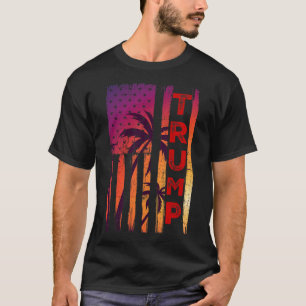 Palm Tree Vintage Distressed American Flag At Suns T-Shirt