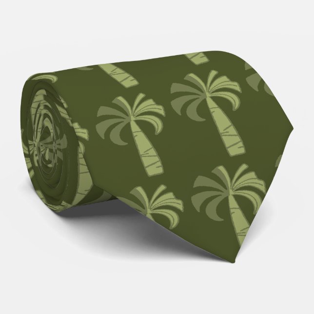 Palm Tree Vintage Hawaiian Tie (Rolled)