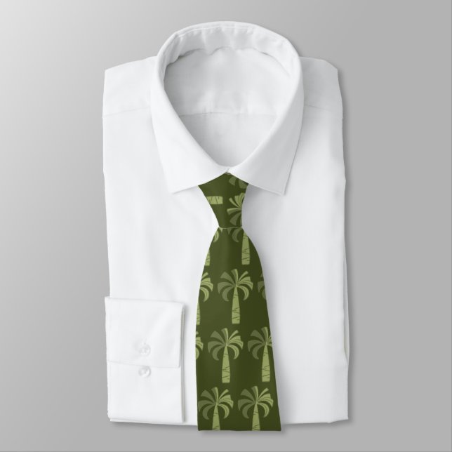 Palm Tree Vintage Hawaiian Two-sided Printed Tie (Tied)
