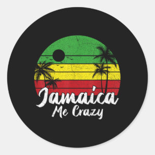 Palm Tree Vintage Retro Sunset Jamaica Crazy Classic Round Sticker