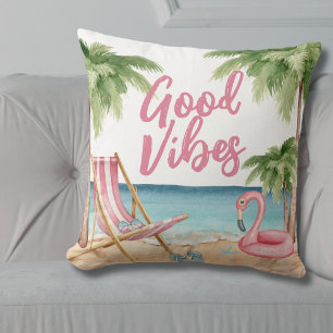Palm Tree Watercolor Beach Cushion
