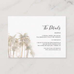 Palm Tree Watercolor Beach Wedding Details Enclosure Card