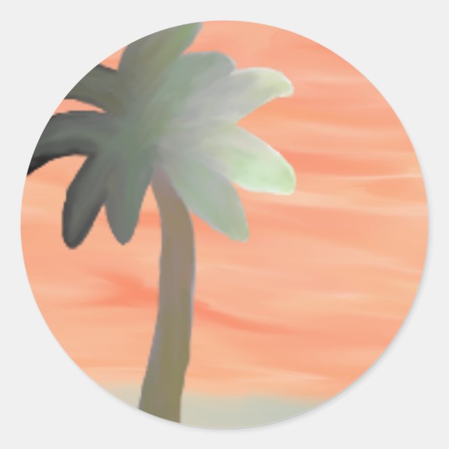 Palm Tree Watercolor Classic Round Sticker (Front)