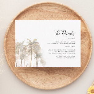 Palm Tree Watercolor Coastal Wedding Details Enclosure Card