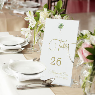 Palm Tree Watercolor Elegant Simple Wedding  Pedestal Sign