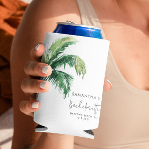 Palm Tree Watercolor Personalised Bachelorette Can Cooler
