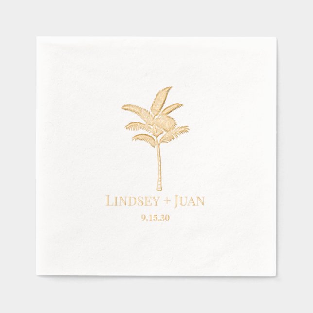 Palm Tree Wedding Foil Napkins (Front)