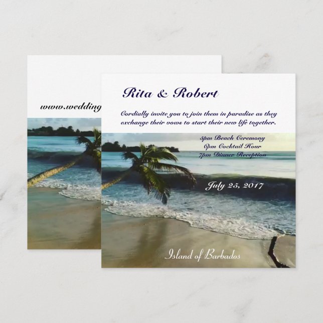 Palm tree | Wedding Invitation Semi-Gloss (Front/Back)
