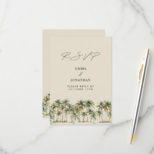 Palm Tree Wedding RSVP Tropical Destination coast Card