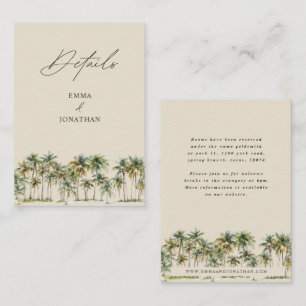 Palm Tree Wedding RSVP Tropical Destination coast Enclosure Card