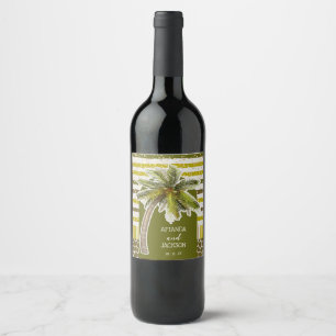 Palm Tree Wedding Wine Label