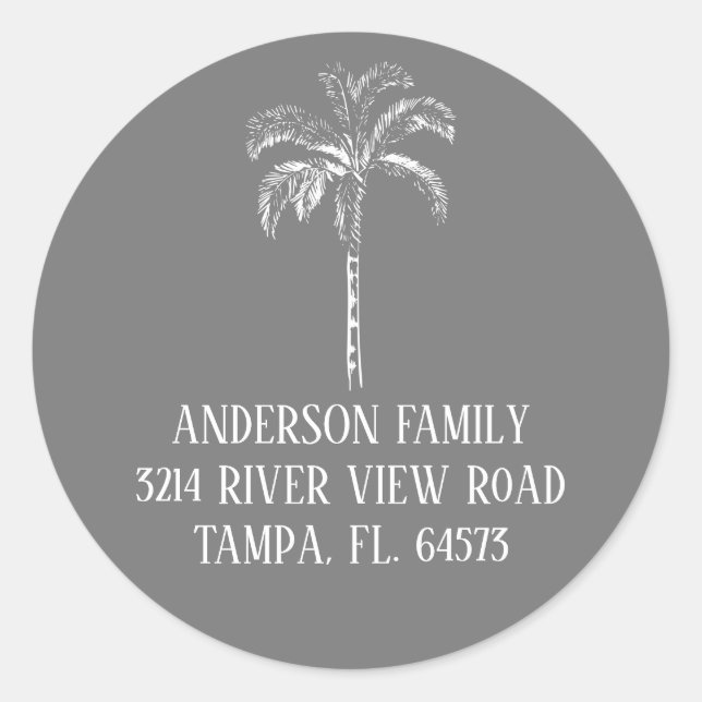 Palm Tree We've Moved New Address Label Sticker (Front)