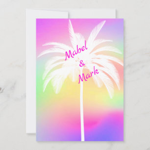 Palm Tree White Colourful Wedding Invitation