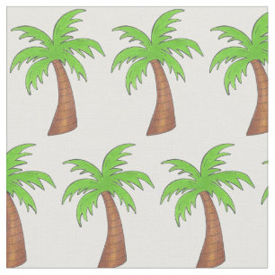 Palm Tree White Green Tropical Island Hawaii Fabric