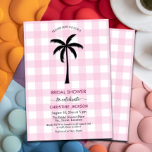 Palm Tree White Pink Chequered Bridal Shower