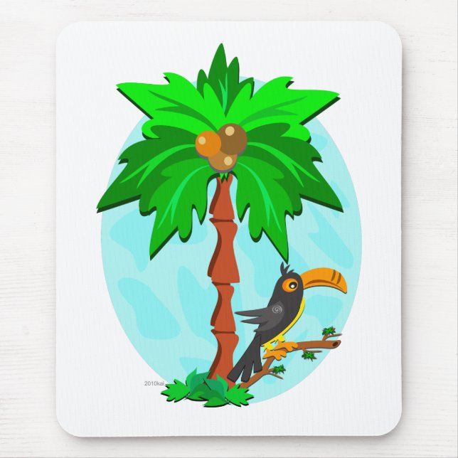 Palm Tree with Attentive Toucan Mouse Mat (Front)