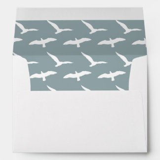 Palm Tree with dusky blue seagull liner wedding Envelopes