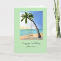 Palm Tree with swing customisable birthday card