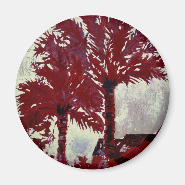 palm trees acrylic modern tropical wall art magnet (Front)