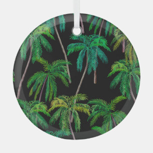 Palm Trees: Acrylic Summer Pattern. Glass Tree Decoration